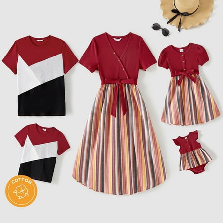PatPat Easter Family Matching Button Front Ribbed Spliced Striped Dresses and Short-sleeve Colorblock T-shirts
PatPat Easter Family Matching Button Front Ribbed Spliced Striped Dresses and Short-sleeve Colorblock T-shirts