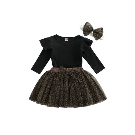 Eyicmarn Infant Baby Girls 3 Pieces Outfits Solid Color Knitted Ribbed Long Sleeve Romper + Leopard Print Mesh Skirt + Headband Set
Eyicmarn Infant Baby Girls 3 Pieces Outfits Solid Color Knitted Ribbed Long Sleeve Romper + Leopard Print Mesh Skirt + Headband Set