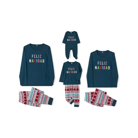 Suanret Christmas Pajamas for Family Parent-child Matching Sleepwear Long Sleeve Letters Print Tops + Tree Print Pants Navy Mom-L
Suanret Christmas Pajamas for Family Parent-child Matching Sleepwear Long Sleeve Letters Print Tops + Tree Print Pants Navy Mom-L