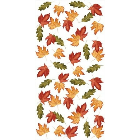 Pack of 2 Red Yellow and Green Autumn Leaves Disposable Plastic Banquet Party Table Cloth Rolls 50'