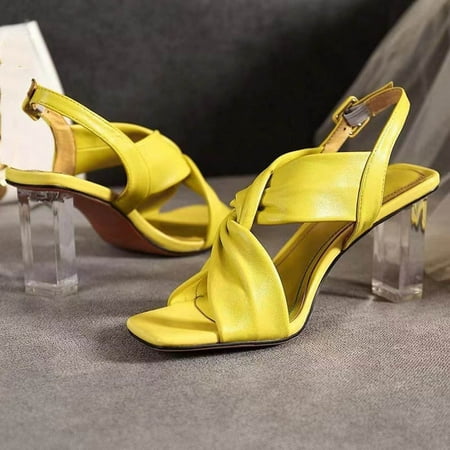 Aoujea Clearance Items Comfortable Sandals for Women Casual Beach Fashion Open-toe Square Cross Strap High Heels Yellow 5.5
Aoujea Clearance Items Comfortable Sandals for Women Casual Beach Fashion Open-toe Square Cross Strap High Heels Yellow 5.5