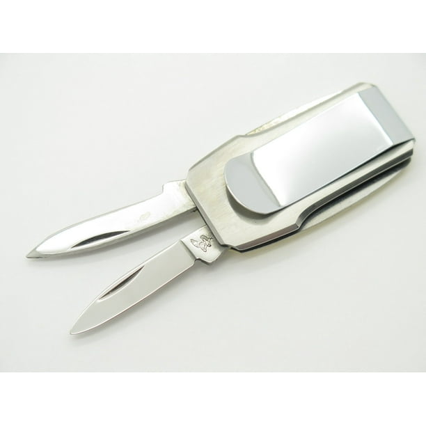 VTG FROST CUT. SEKI JAPAN LOBSTER MONEY CLIP BONE STAINLESS FOLDING POCKET KNIFE