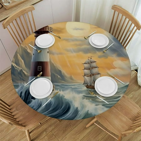 Orinice Lighthouse Ship Ocean Round Table Cover Stain Resistant Washable Indoor Outdoor Tablecloth Kitchen Dining Wedding Parties Fitted 100% Polyester Fiber 38-42
Orinice Lighthouse Ship Ocean Round Table Cover Stain Resistant Washable Indoor Outdoor Tablecloth Kitchen Dining Wedding Parties Fitted 100% Polyester Fiber 38-42