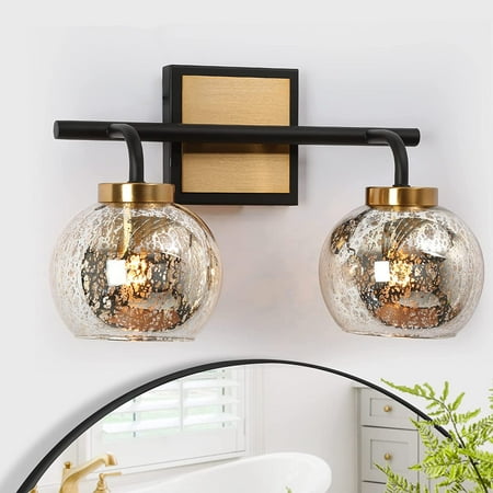YIGOU Lighting Bathroom Lights Over Mirror Modern Vanity Light Fixtures with Mercury Glass Shades in Black and Gold Finish
YIGOU Lighting Bathroom Lights Over Mirror Modern Vanity Light Fixtures with Mercury Glass Shades in Black and Gold Finish