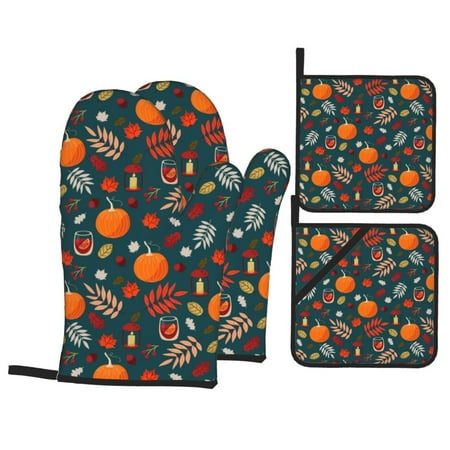 Oven Mitts and Pot Holders 4 pcs Set Autumn with Pumpkins Heat Resistant Silicone Oven Mitts Pot Holders for Kitchen Baking Cooking Non-Slip Oven Gloves Hot Pads Potholders
Oven Mitts and Pot Holders 4 pcs Set Autumn with Pumpkins Heat Resistant Silicone Oven Mitts Pot Holders for Kitchen Baking Cooking Non-Slip Oven Gloves Hot Pads Potholders