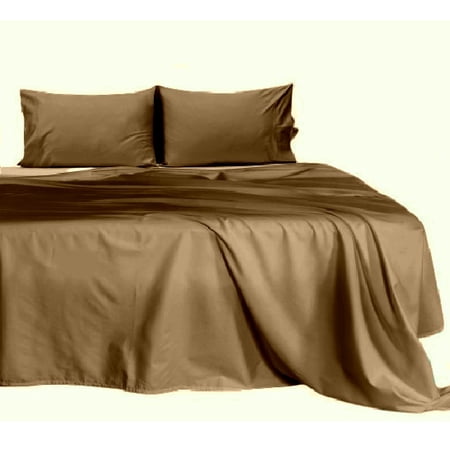 400TC Superior Cotton 4PC 15 inches Extra Deep Pocket Bed Sheet Set - (Full, Taupe) by The Great American Store