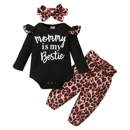 GRNSHTS Infant Baby Girl Autumn Long Sleeve Outfits Mommy is My Bestie Letter Printed Ruffle Romper Top+ Leopard Pant+ Headband Set 12-18 Months
GRNSHTS Infant Baby Girl Autumn Long Sleeve Outfits Mommy is My Bestie Letter Printed Ruffle Romper Top+ Leopard Pant+ Headband Set 12-18 Months