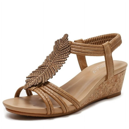 Summer Wedge Sandals for Women Open Toe Casual Dress Sandals Platform Walking Shoes