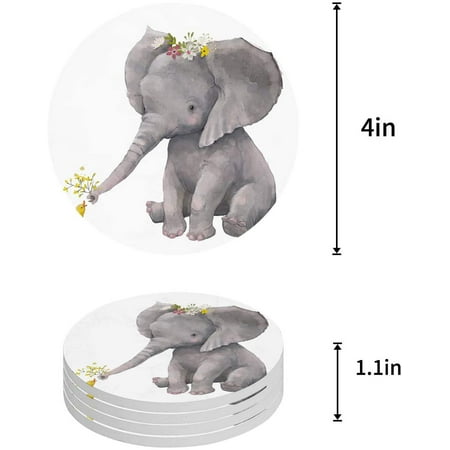KXMDXA Elephant Set of 4 Round Coaster for Drinks Absorbent Ceramic Stone Coasters Cup Mat with Cork Base for Home Kitchen Room Coffee Table Bar Decor
KXMDXA Elephant Set of 4 Round Coaster for Drinks Absorbent Ceramic Stone Coasters Cup Mat with Cork Base for Home Kitchen Room Coffee Table Bar Decor