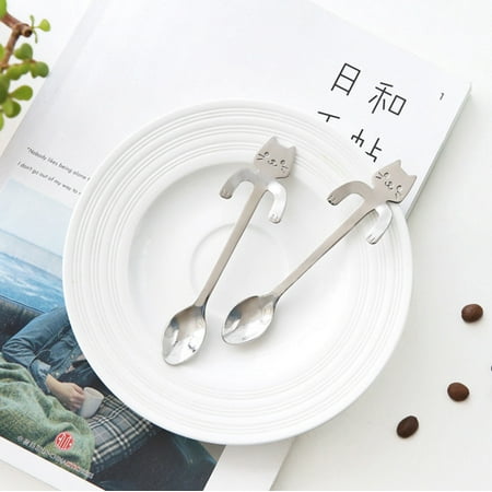 Ausyst Kitchen Utensils 1 Piece Cute Cat Spoon Long Handle Spoons Flatware Drinking Tools Kitchen Gadget Clearance