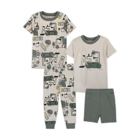 Little Star Organic Baby & Toddler Boys 4Pc Short Sleeve Snug Fit Sleepwear Size 9 Months-5T