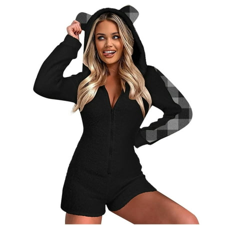 Womens Jumpsuits Fashion Summer Women Long Sleeve Hooded Jumpsuit Pajamas Casual Winter Warm Rompe Sleepwear For Casual Beach Business
Womens Jumpsuits Fashion Summer Women Long Sleeve Hooded Jumpsuit Pajamas Casual Winter Warm Rompe Sleepwear For Casual Beach Business