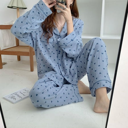 CoCopeaunt Cotton Sleepwear Korean Pajamas Women Autumn Cute Heart Print Pyjamas Long Sleeve Pijama Female Set Negligee Cardigan Suit
CoCopeaunt Cotton Sleepwear Korean Pajamas Women Autumn Cute Heart Print Pyjamas Long Sleeve Pijama Female Set Negligee Cardigan Suit