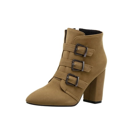 jsaierl Women High Heel Shoes Winter Warm Fashion Zip Pointed Toe Casual Solid Color Belt Buckle Ankle Boots
jsaierl Women High Heel Shoes Winter Warm Fashion Zip Pointed Toe Casual Solid Color Belt Buckle Ankle Boots