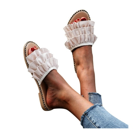 Vedolay Slippers for Women Summer Slippers for Women Walking Slippers with Anti-Slip Breathable Sanda White 7.5