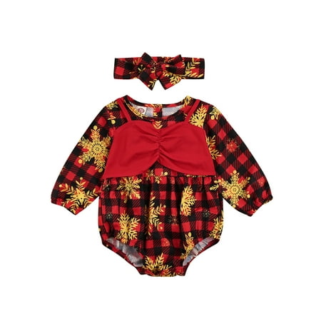 Canrulo Christmas Newborn Infant Baby Girls Plaids Long Sleeve Romper Bodysuit+ Headband Xmas Clothes Red Black 12-18 Months
Canrulo Christmas Newborn Infant Baby Girls Plaids Long Sleeve Romper Bodysuit+ Headband Xmas Clothes Red Black 12-18 Months