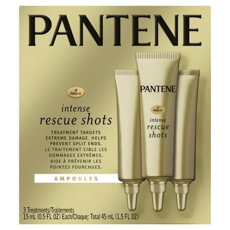 Pantene Pro-V Intense Rescue Shots Hair Ampoules for Intensive Repair of Damaged Hair, 0.5 fl oz (Pack of 3)
