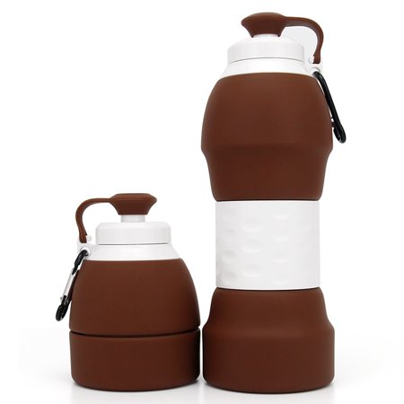 580ml Collapsible Silicone Water Bottle with Carabiner for Cycling Gym Hiking Camping Travel Office