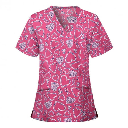 New Year New You! Snorda Womens Nursing Scrub Tops Valentine s Day Love Heart Printed Working Uniform Short Sleeve V-Neck Workwear Blouse T-shirt with Pockets
New Year New You! Snorda Womens Nursing Scrub Tops Valentine s Day Love Heart Printed Working Uniform Short Sleeve V-Neck Workwear Blouse T-shirt with Pockets