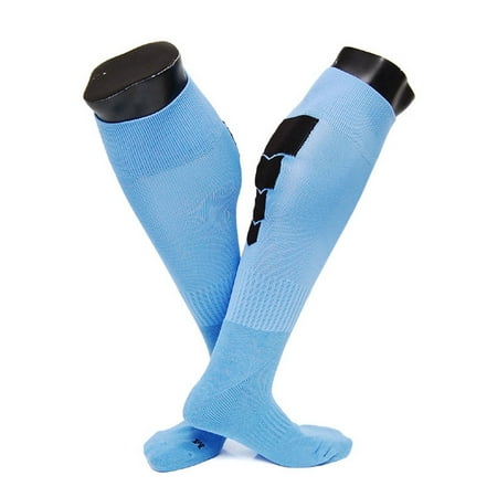 Lian Style Men's 1 Pair Knee-high Athletic Sports Socks 0025 M(Light Blue w/ Black Stripes)
