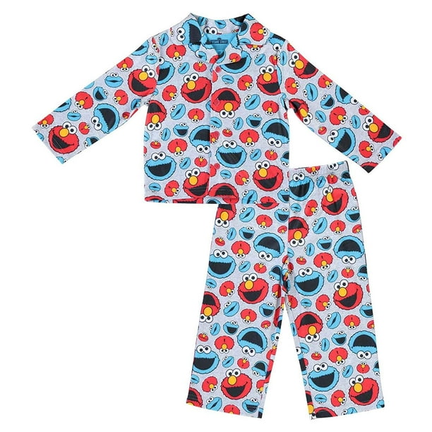 Sesame Street Boys Pajamas Set - 2-Piece Long Sleeve Pajama Set (Grey, 18M)