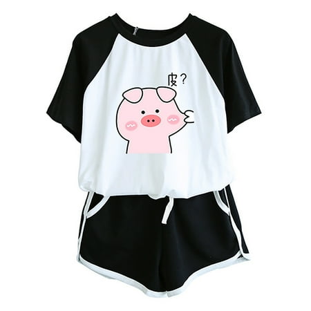 2 Pieces Outfits for Women Summer Casual Cute Print Crewneck Short Sleeve Tops and Drawstring Shorts Set Pajamas
2 Pieces Outfits for Women Summer Casual Cute Print Crewneck Short Sleeve Tops and Drawstring Shorts Set Pajamas
