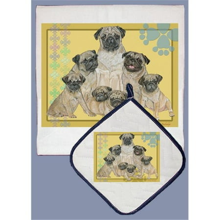 Dish Towel and Pot Holder Set - Pug Family
