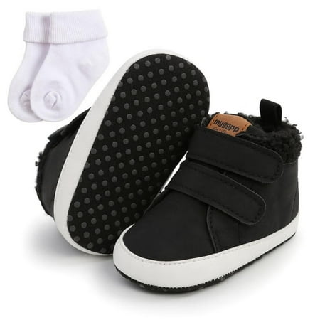 Baby Boys Girls High Top Sneaker Soft Anti-Slip Sole Infant First Walkers Shoes Newborn Plush Lined Shoes for Daily(Getting a Pair Socks Free)
Baby Boys Girls High Top Sneaker Soft Anti-Slip Sole Infant First Walkers Shoes Newborn Plush Lined Shoes for Daily(Getting a Pair Socks Free)