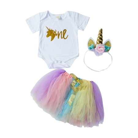 3Pcs Unicorn 1st Birthday Girl Outfit Newborn Baby One Romper Bodysuit Tops+Tutu Skirt Dress+Headbands Clothes Set
3Pcs Unicorn 1st Birthday Girl Outfit Newborn Baby One Romper Bodysuit Tops+Tutu Skirt Dress+Headbands Clothes Set