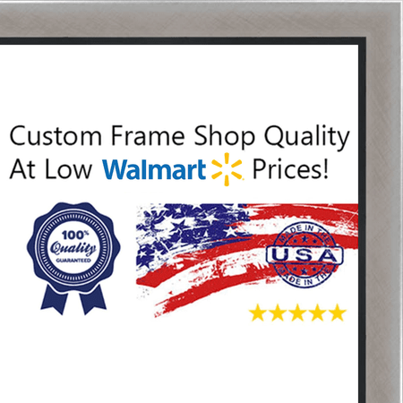 27x39 - 27 x 39 Stainless Steel Silver with Black Lip Solid Wood Frame with UV Framer's Acrylic & Foam Board Backin