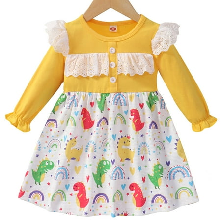 Popshion Toddler Girls Dinosaur Dress Casual Mid-length Ruffle Dresses Spring Fall Playwear for 2-7
Popshion Toddler Girls Dinosaur Dress Casual Mid-length Ruffle Dresses Spring Fall Playwear for 2-7