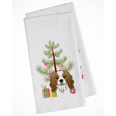 Carolines Treasures BB1596WTKT Christmas Tree & Cavalier Spaniel White Kitchen Towel - Set of 2
