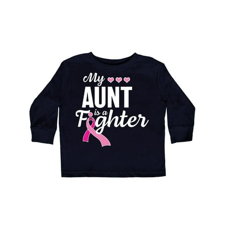 Inktastic Breast Cancer Awareness My Aunt is a Fighter Gift Toddler Boy or Toddler Girl Long Sleeve T-Shirt