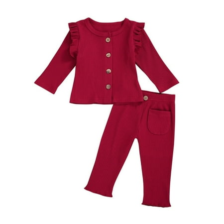 Baby Girl’s Long-sleeved Trousers Set Sweet Solid Color Single-breasted Cardigan and Long Pants with One Pocket
Baby Girl’s Long-sleeved Trousers Set Sweet Solid Color Single-breasted Cardigan and Long Pants with One Pocket