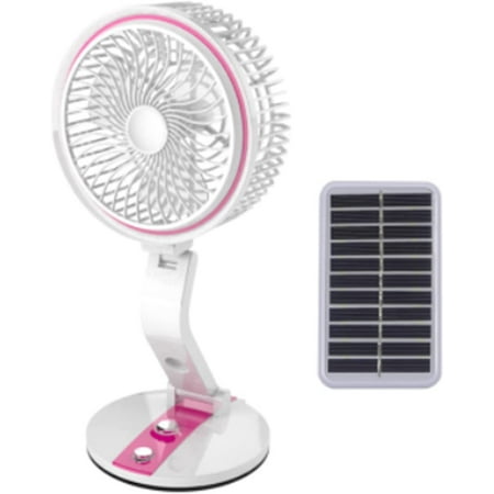 LINLIN Portable Desk Fan USB Rechargeable Solar Foldable Cooling Wall Hanging Fan with LED Light for Home Office Camping Picnic and BBQ