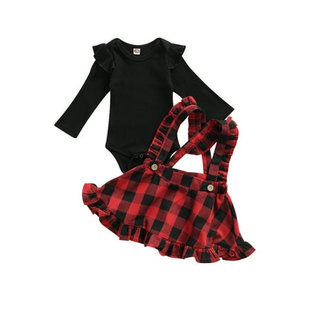 Qiylii 2Pcs Baby Girl Christmas Fall Clothes Rib Knit Bodysuit + Plaid Suspender Skirt
Qiylii 2Pcs Baby Girl Christmas Fall Clothes Rib Knit Bodysuit + Plaid Suspender Skirt