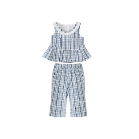Multitrust Baby Girls Summer Clothes Plaid Print Ruffle Hem Sleeveless Tank Tops and Casual Flared Pants Set
Multitrust Baby Girls Summer Clothes Plaid Print Ruffle Hem Sleeveless Tank Tops and Casual Flared Pants Set