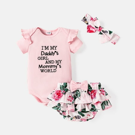 PatPat 3pcs Sweet Baby Girl Ribbed Short-sleeve Rompers Jumpsuit Floral Print Shorts and Headband Set
PatPat 3pcs Sweet Baby Girl Ribbed Short-sleeve Rompers Jumpsuit Floral Print Shorts and Headband Set
