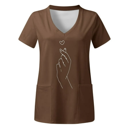 Women Scrubs Top Working Uniform Nurses Clothing Workwear Plus Size Top V-Neck Short Sleeve Pockets Letter Printed T-Shirt Vacation Clothes
Women Scrubs Top Working Uniform Nurses Clothing Workwear Plus Size Top V-Neck Short Sleeve Pockets Letter Printed T-Shirt Vacation Clothes
