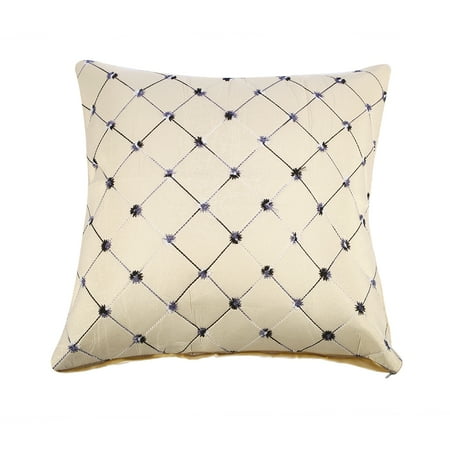 Home Sofa Bed Decor Multicolored Plaids Throw Pillow Case Square Cushion Cover Silver Gray 43x43CM Beige