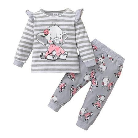 Infant Baby Girls Clothes Baby Girls Outfits Long Sleeve Elephant Print Stripe Top Pants 2PCS Set Gray 3-6 Months
Infant Baby Girls Clothes Baby Girls Outfits Long Sleeve Elephant Print Stripe Top Pants 2PCS Set Gray 3-6 Months