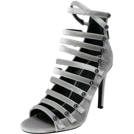 Kendall + Kylie Women s Giaa 2 Fabric Silver High-Top Heel - 7M