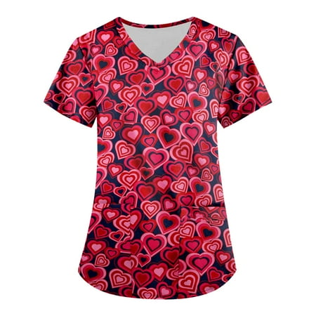 UDAXB Womens Nursing Scrub Tops Valentine s Day Love Heart Printed Working Uniform Short Sleeve V-Neck Workwear Blouse T-shirt with Pockets
UDAXB Womens Nursing Scrub Tops Valentine s Day Love Heart Printed Working Uniform Short Sleeve V-Neck Workwear Blouse T-shirt with Pockets