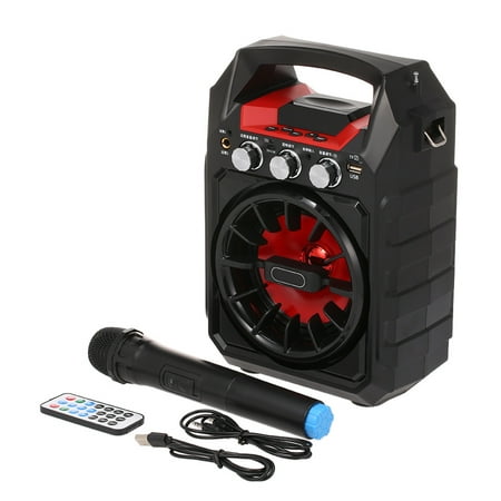 Wireless Speakers 15W Outdoor Karaoke Speaker Handheld Wireless Microphone FM Radio TF Card AUX IN U Disk Music Player One-click Recording Dual Microphone Input Remote Control