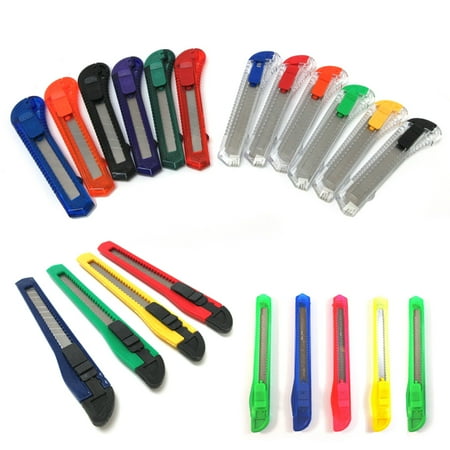 12 Pc Knife Utility Box Cutter Retractable Snap Off Lock Razor Sharp Blade Tool