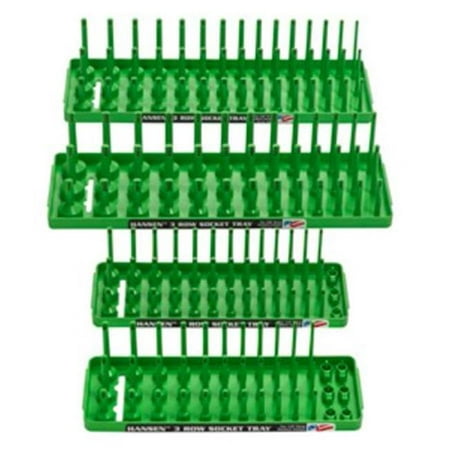 Hansen Global HR92004 3 Row Socket Holder XGreen - Pack of 4