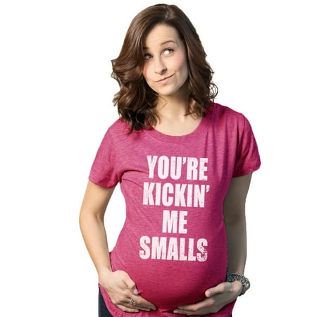 Maternity Kicking Me Smalls Funny T shirt Pregnancy Announcement Novelty Tee (Pink) - L
Maternity Kicking Me Smalls Funny T shirt Pregnancy Announcement Novelty Tee (Pink) - L