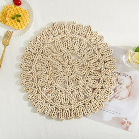 Round Woven Placemats for Dining Table Flower Shape Corn Husk Tablemat Heat-Resistant Anti-Slip Home Decoration
Round Woven Placemats for Dining Table Flower Shape Corn Husk Tablemat Heat-Resistant Anti-Slip Home Decoration