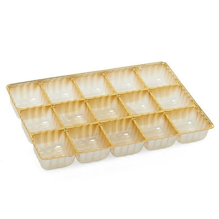 100ea - 8-1/8 X 5-1/4 Gold 15-Sq Cavities Candy Tray by Paper Mart