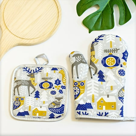 Zermoge Christmas Kitchen Utensils Printing Oven Gloves High Temperature and Scald Resistant Thermal Insulation Glove Set
Zermoge Christmas Kitchen Utensils Printing Oven Gloves High Temperature and Scald Resistant Thermal Insulation Glove Set